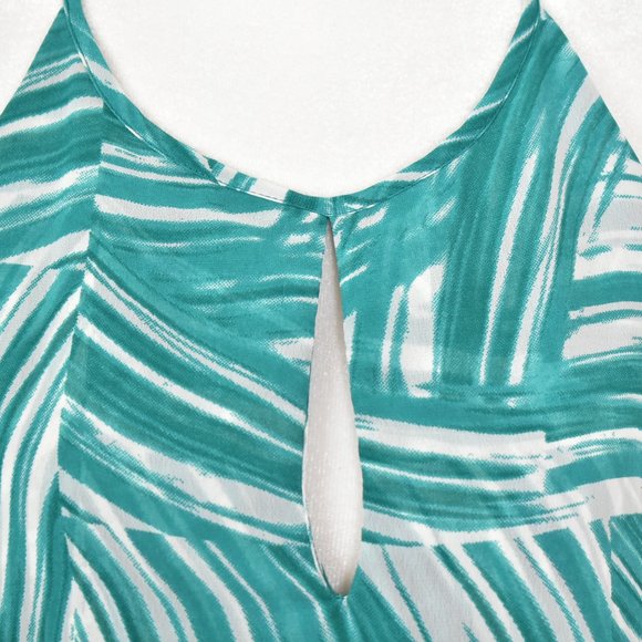 Banana Republic Tiered Sleeveless Halter Tank Top Teal White Chiffon Size L NWT - Picture 2 of 12